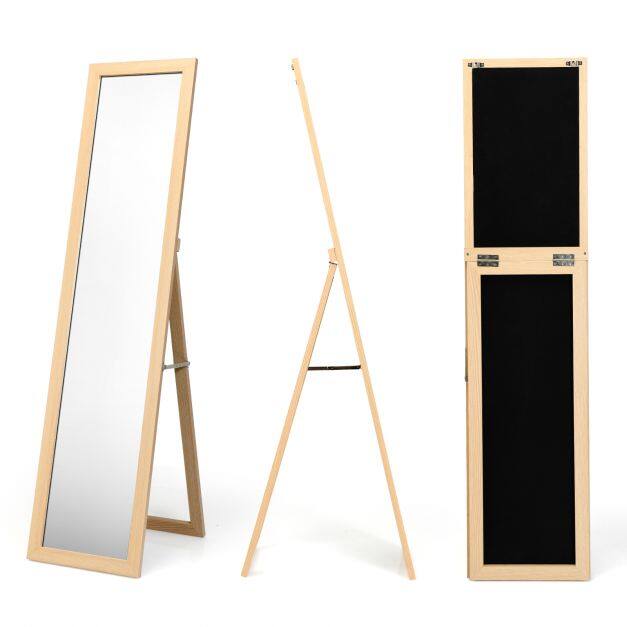 Täismõõdus Vaba Seisev Peegel 155×37 cm, Naturaalne