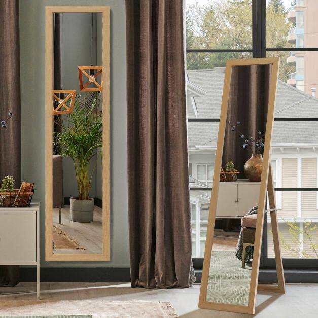 Täismõõdus Vaba Seisev Peegel 155×37 cm, Naturaalne