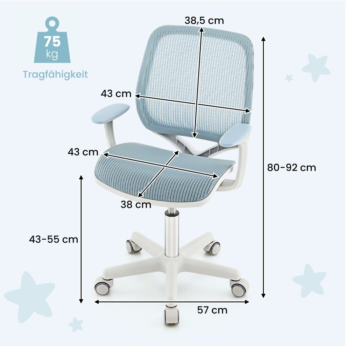 Reguleeritav laste kirjutuslaud + pöörlev tool, sinine