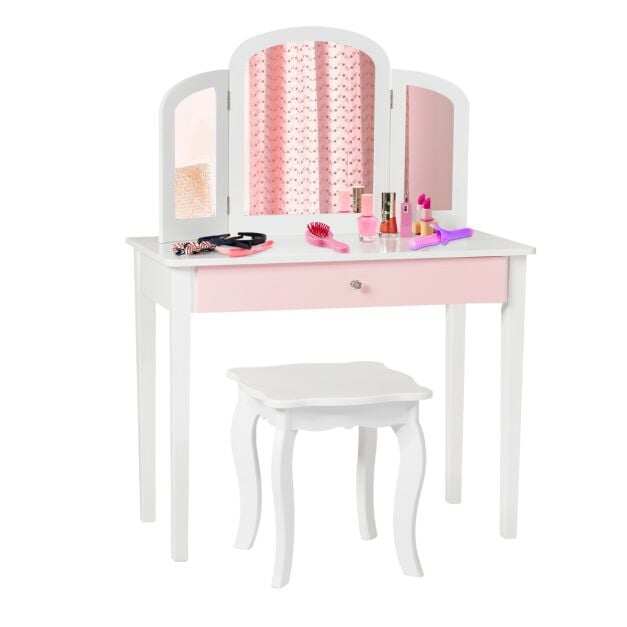 Laste meigitool ja pink printsessile, valge