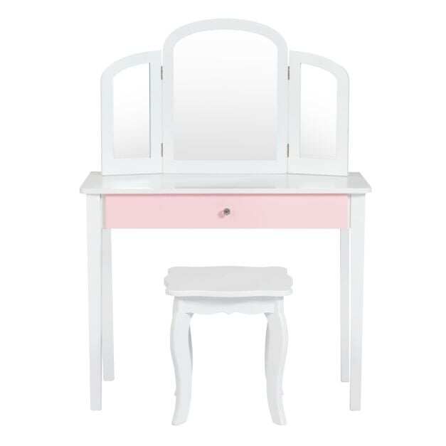 Laste meigitool ja pink printsessile, valge