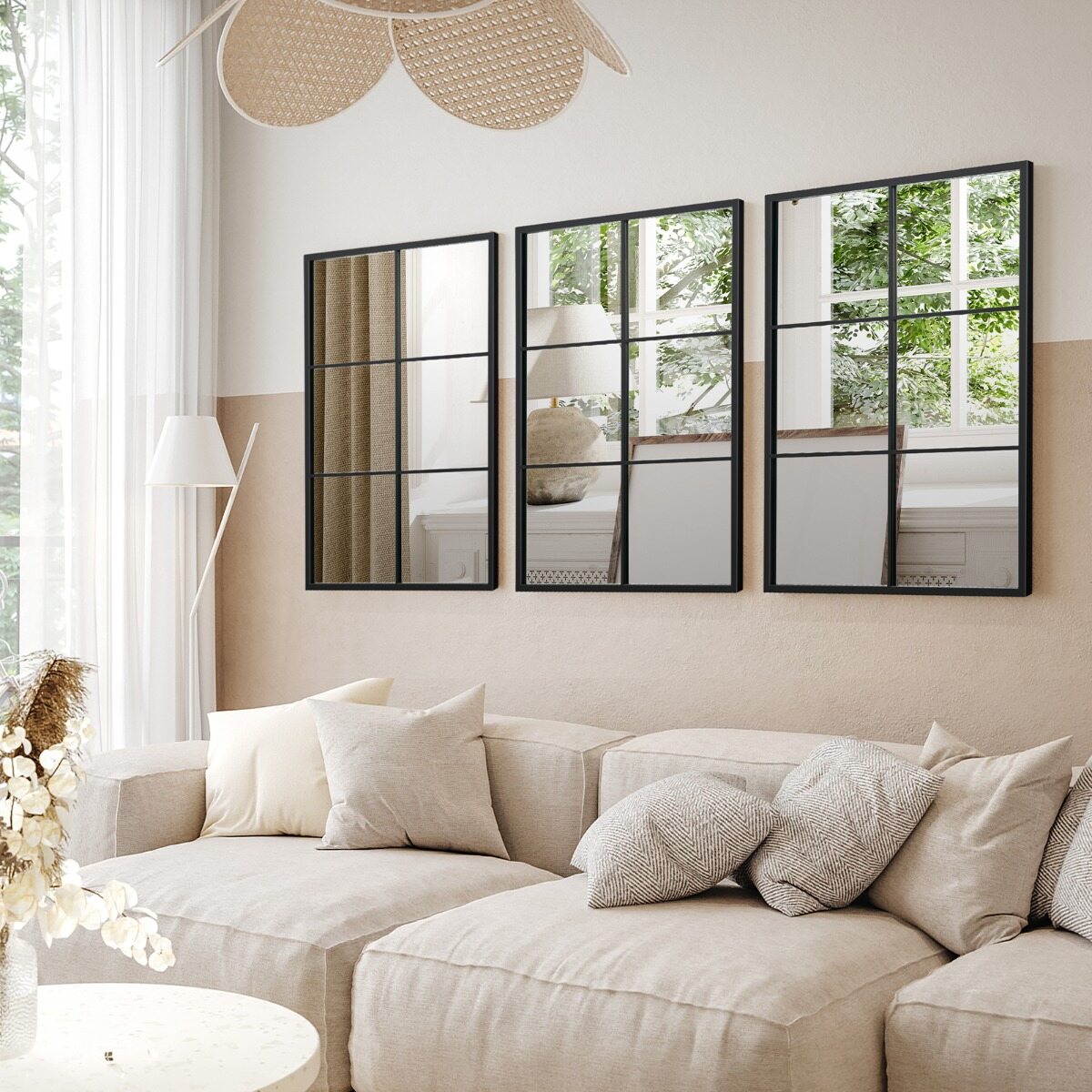 70×100 cm Must Metallraamiga Seinapeegel 3-kihiline