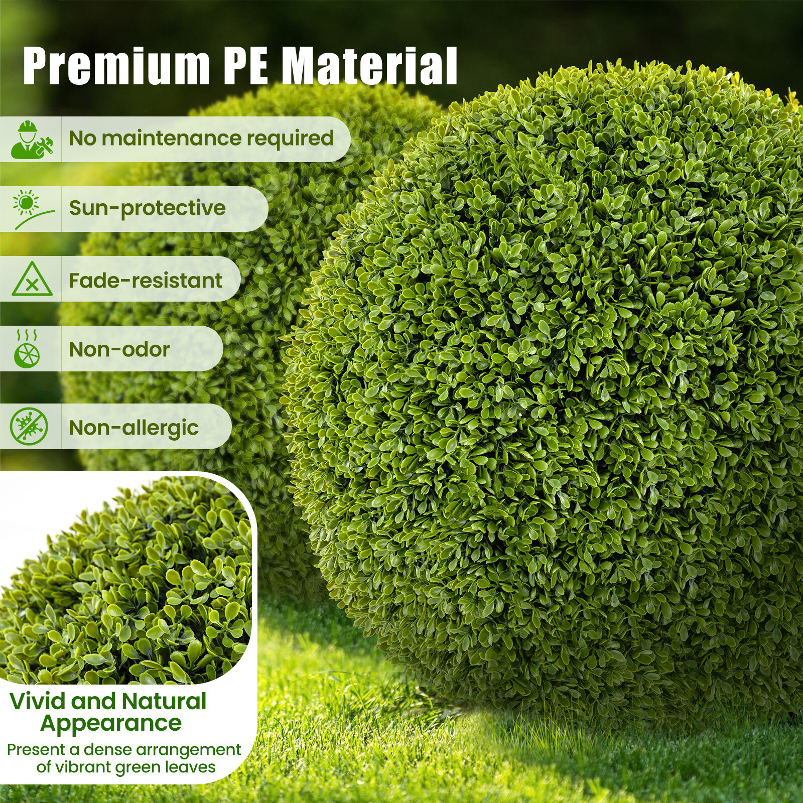 50 cm Kunstlik Rohelised Boxwood Topiaaripallid 2 tk