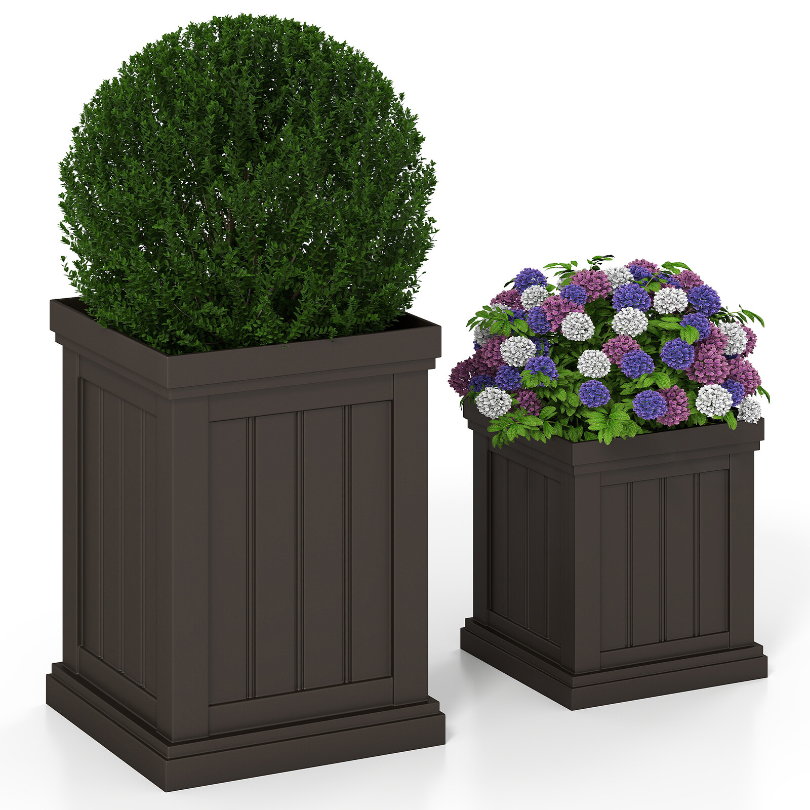 2tk Ruudukujulised Plastik Lillepotid 48cm ja 32cm
