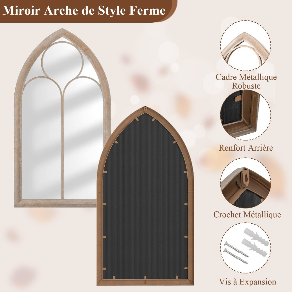 Suur Kaarega Farmhouse Peegel 111,5×60,5 cm