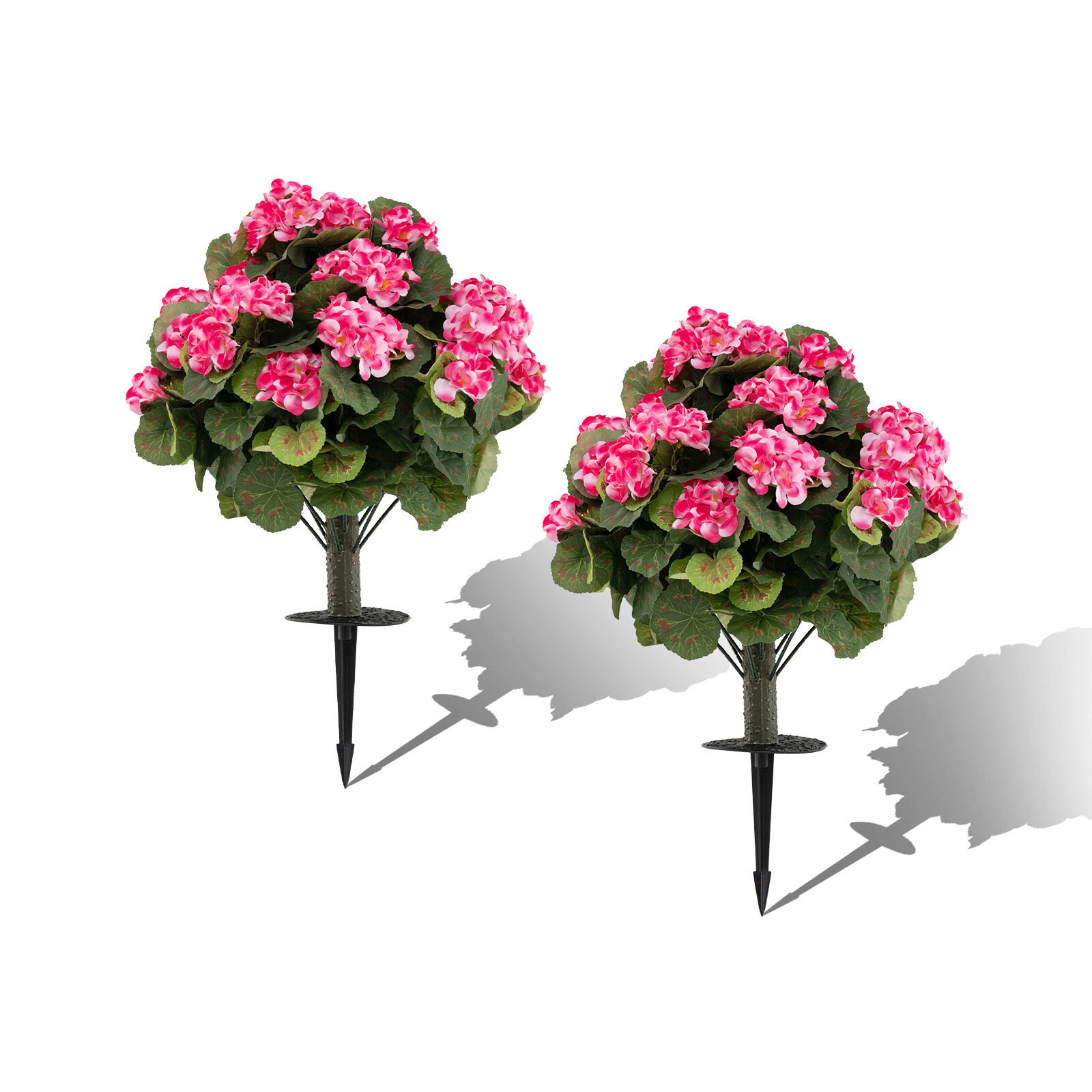 2 roosa kunstgeranium PE varte ja siidilehtedega