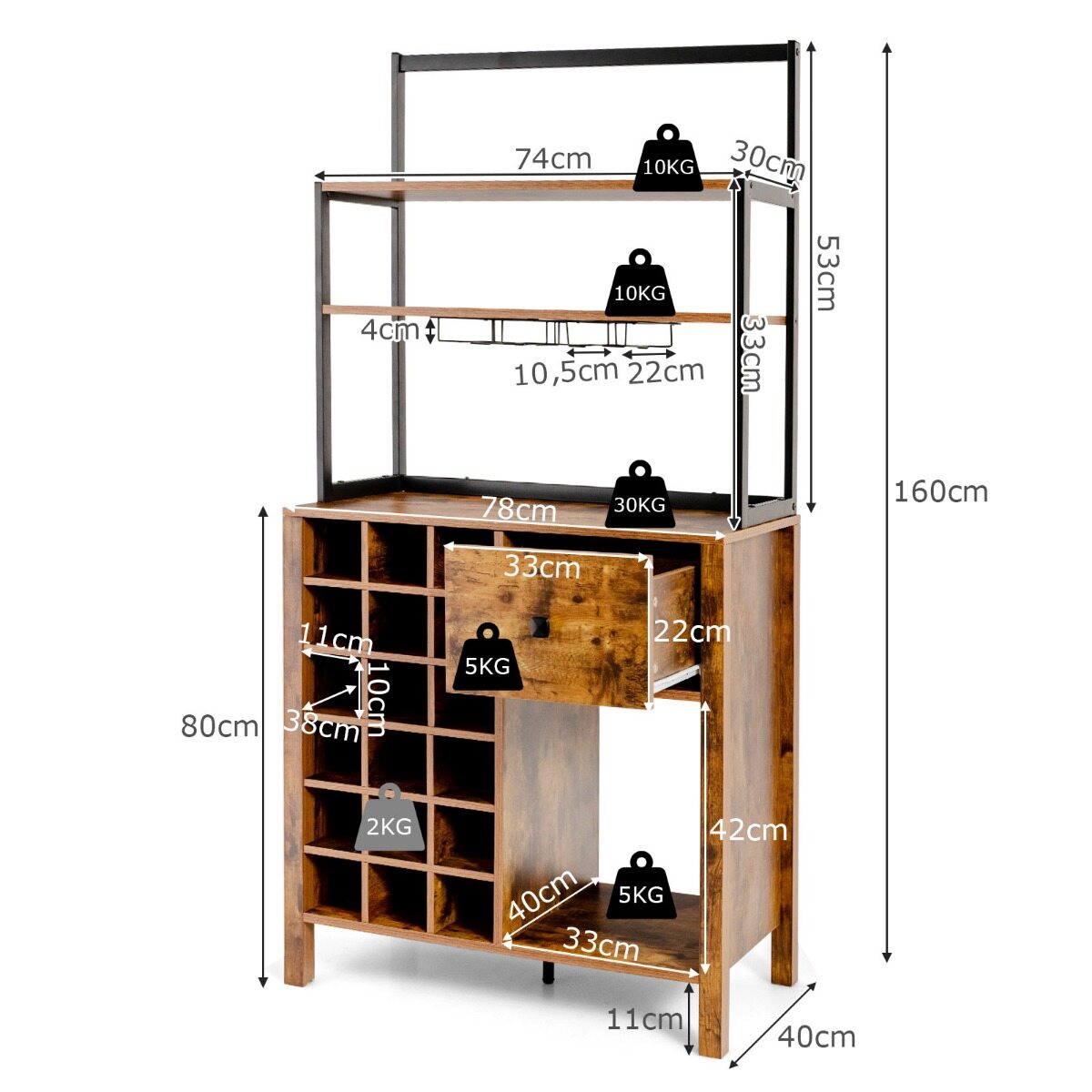 160cm köögikapp veiniriiuli ja sahtliga