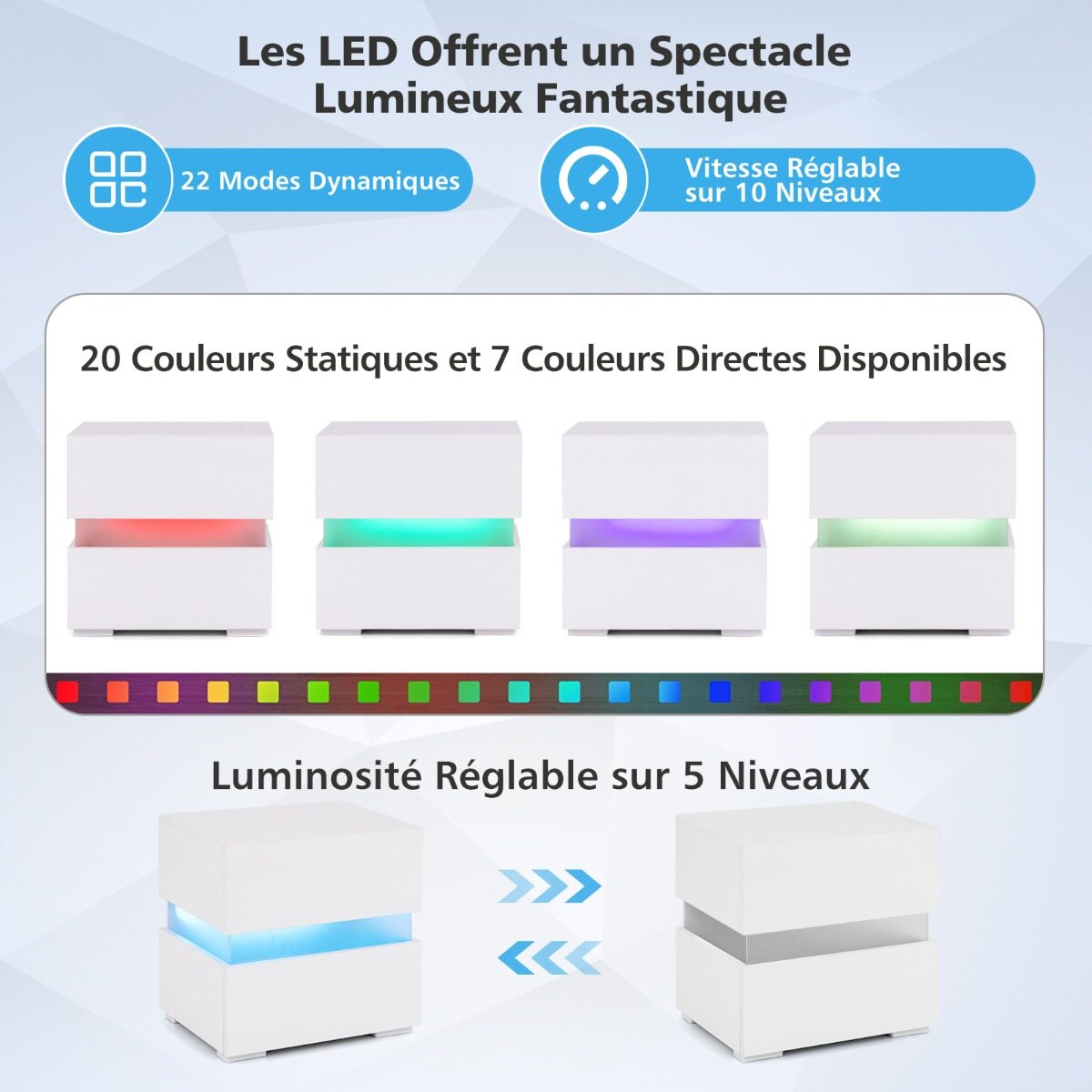 Öökapid LED-valgustusega 2 tk valge