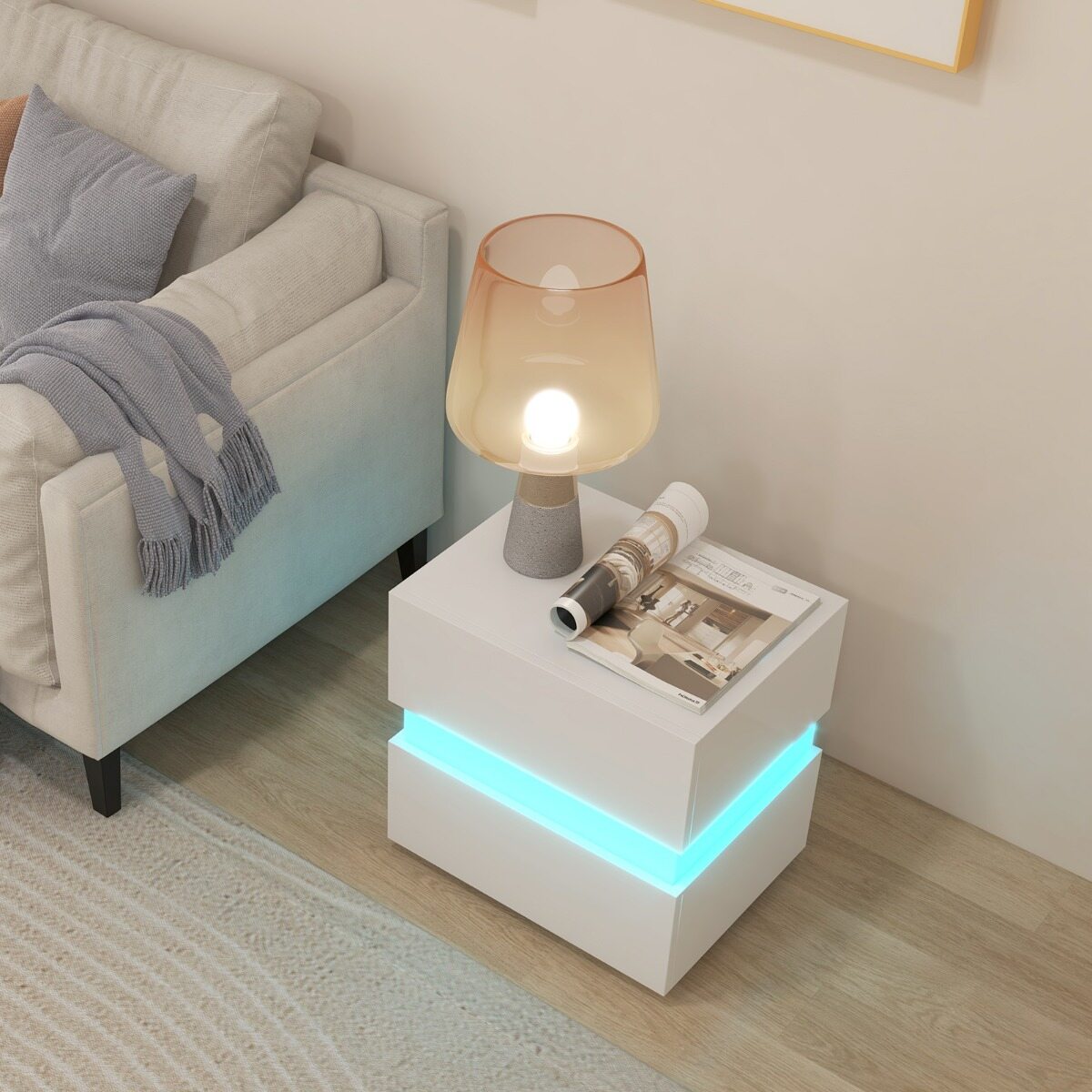 Öökapid LED-valgustusega 2 tk valge
