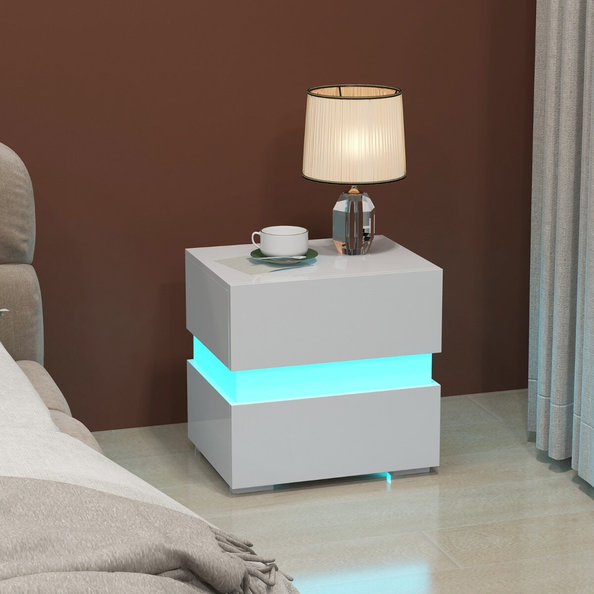 Öökapid LED-valgustusega 2 tk valge