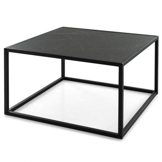 Must modernne ruudukujuline kohvilaud kunstmarmorist