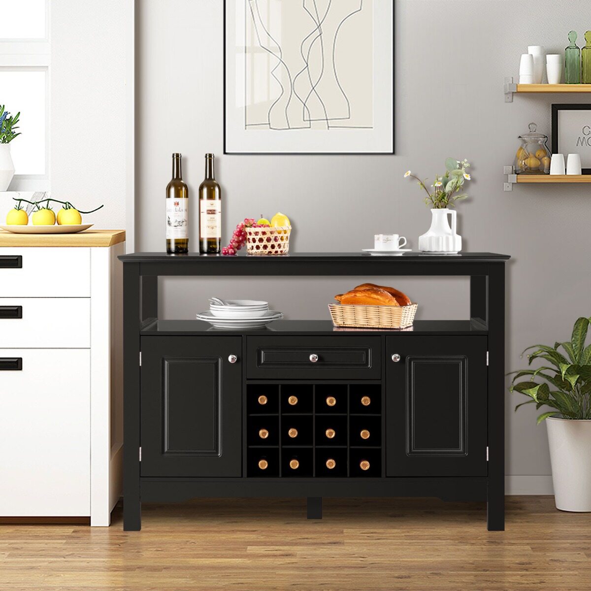 Must Köögikapp Veiniriiuli ja Sahtliga 116x40x82 cm