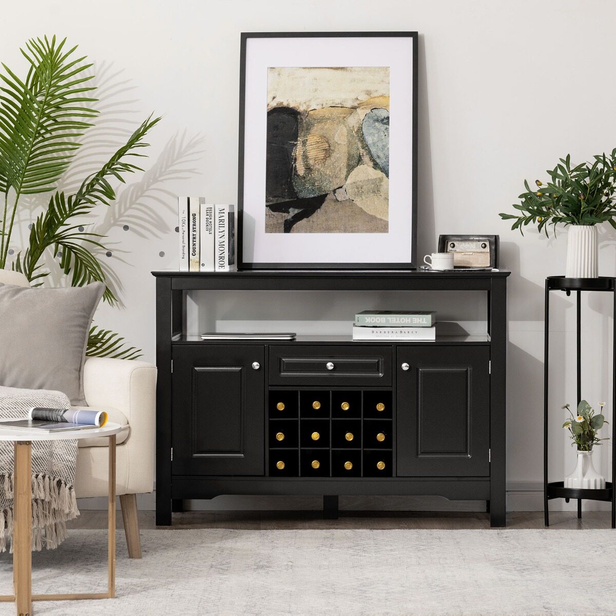 Must Köögikapp Veiniriiuli ja Sahtliga 116x40x82 cm