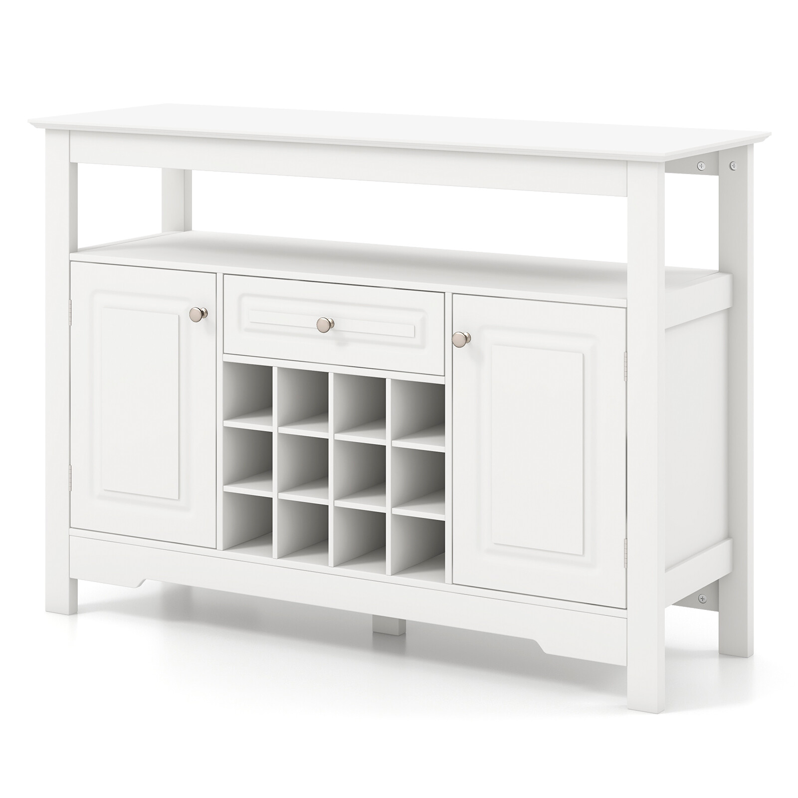 Valge Buffet-Kapp Veiniriiuli ja Sahtliga 115,5×40,6×82,5 cm