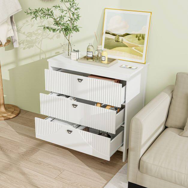 3-sahtliga kummut valge MDF 80x40x79 cm