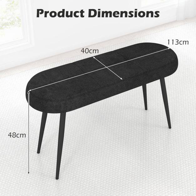 113 cm polsterdatud pingi pehme istmega, must