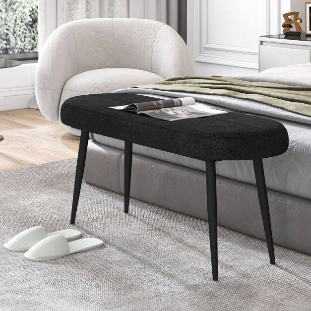 113 cm polsterdatud pingi pehme istmega, must