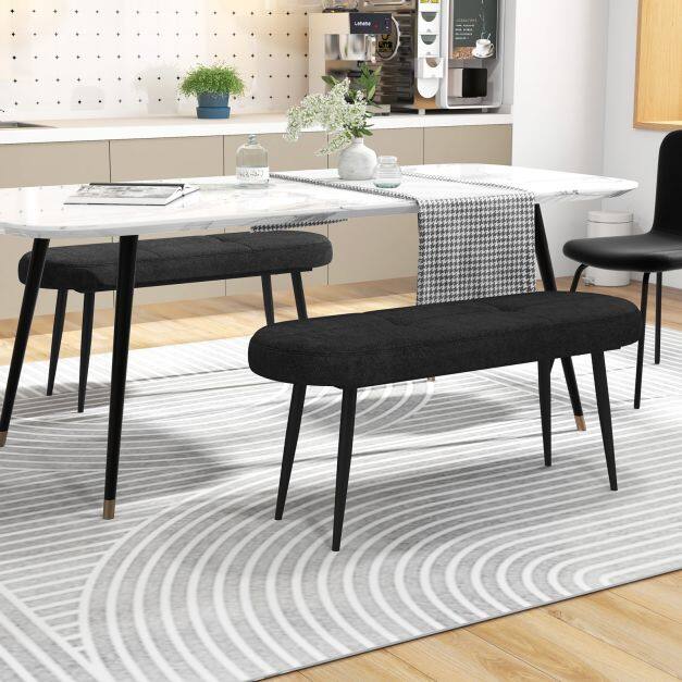 113 cm polsterdatud pingi pehme istmega, must