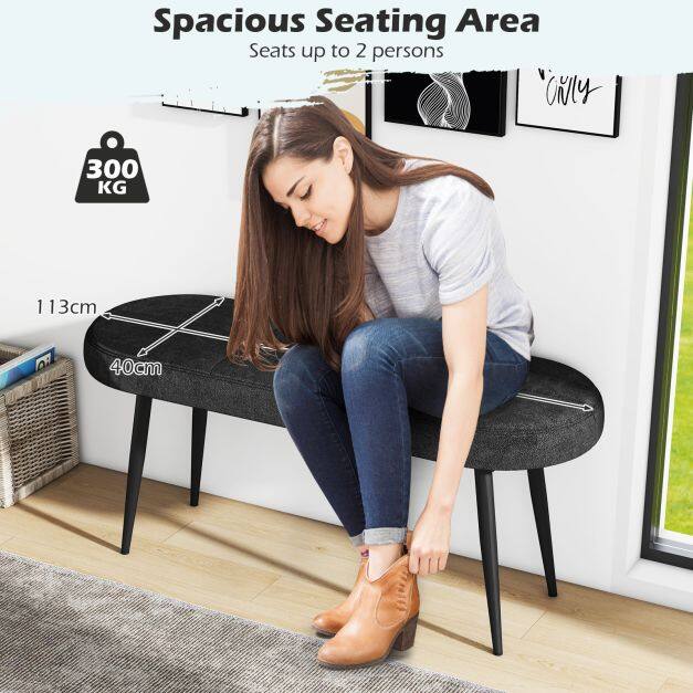 113 cm polsterdatud pingi pehme istmega, must
