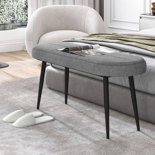 113 cm polsterdatud pingi pehme istmega, hall