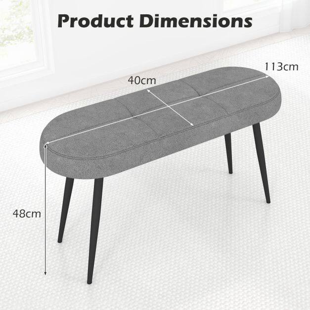 113 cm polsterdatud pingi pehme istmega, hall