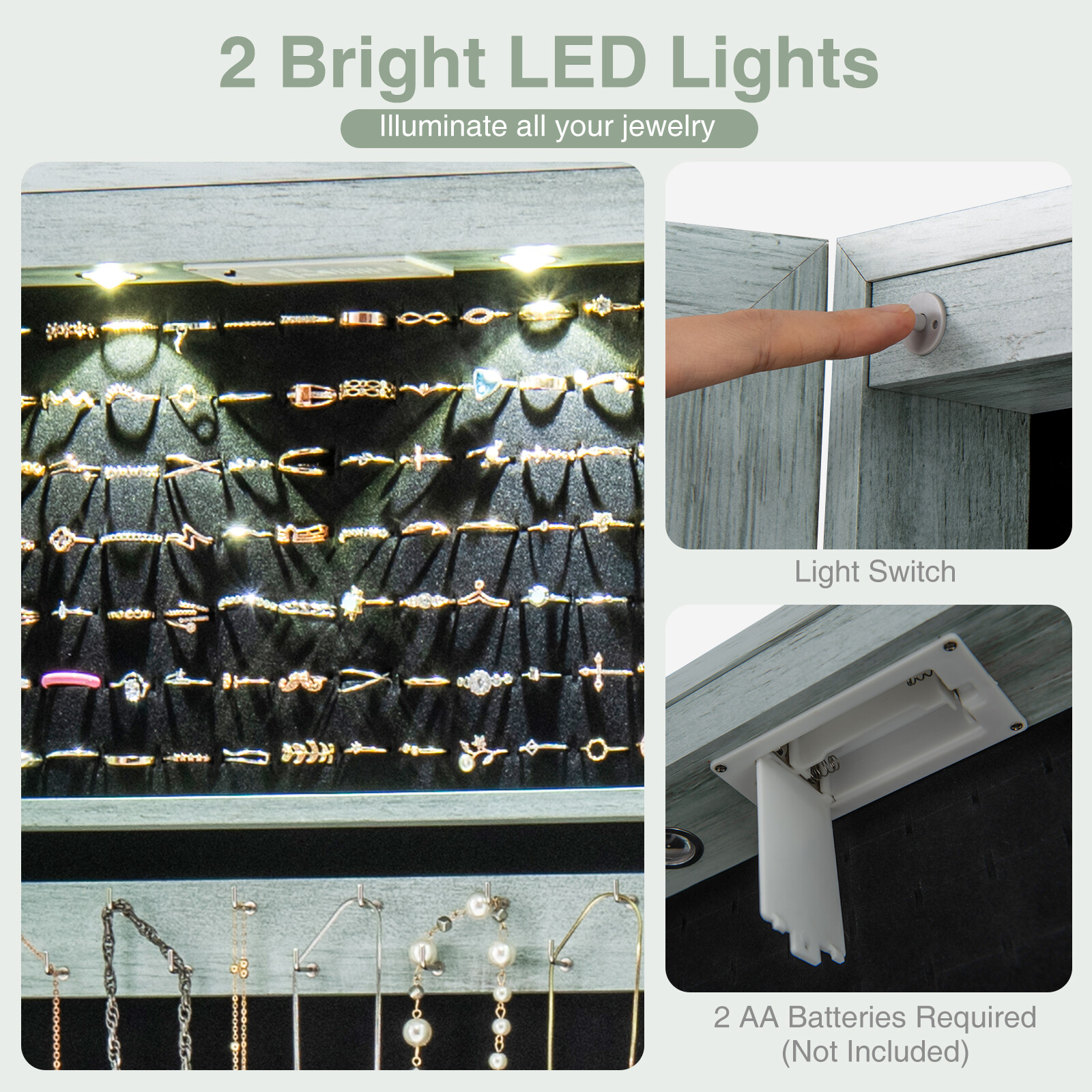 Ehetekapiga LED-valgustusega peegel Vintage sinine