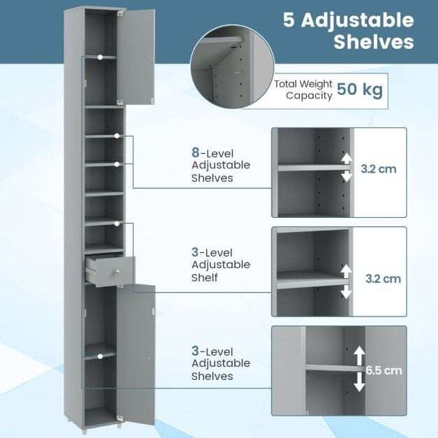 180cm hall vannitoakapp 2 ukse ja sahtliga