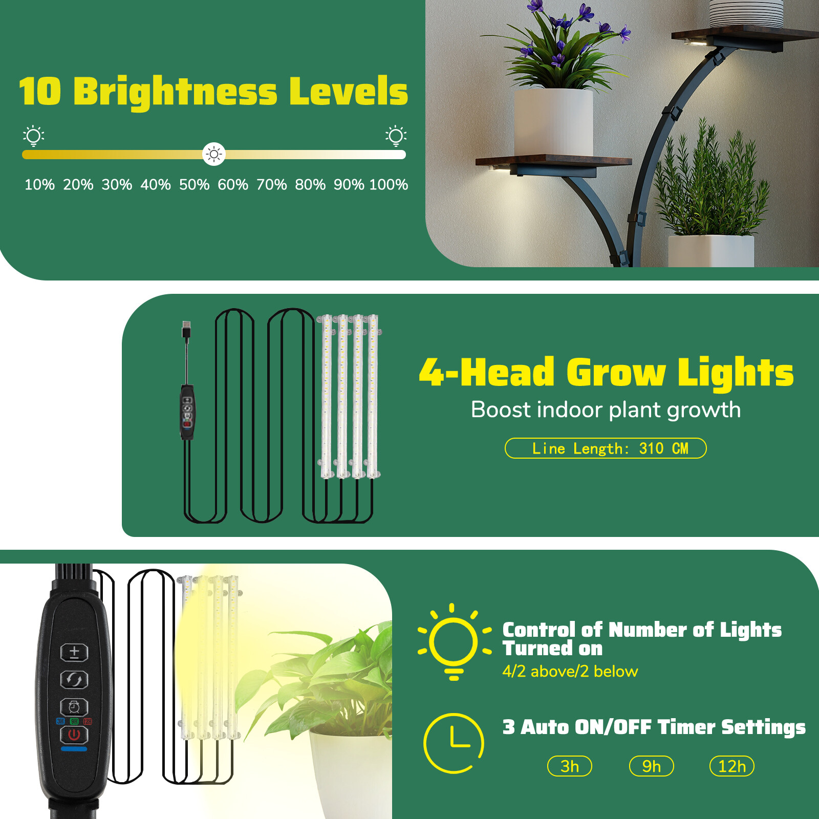 Taimeteline LED-valgustusega 8-korruseline