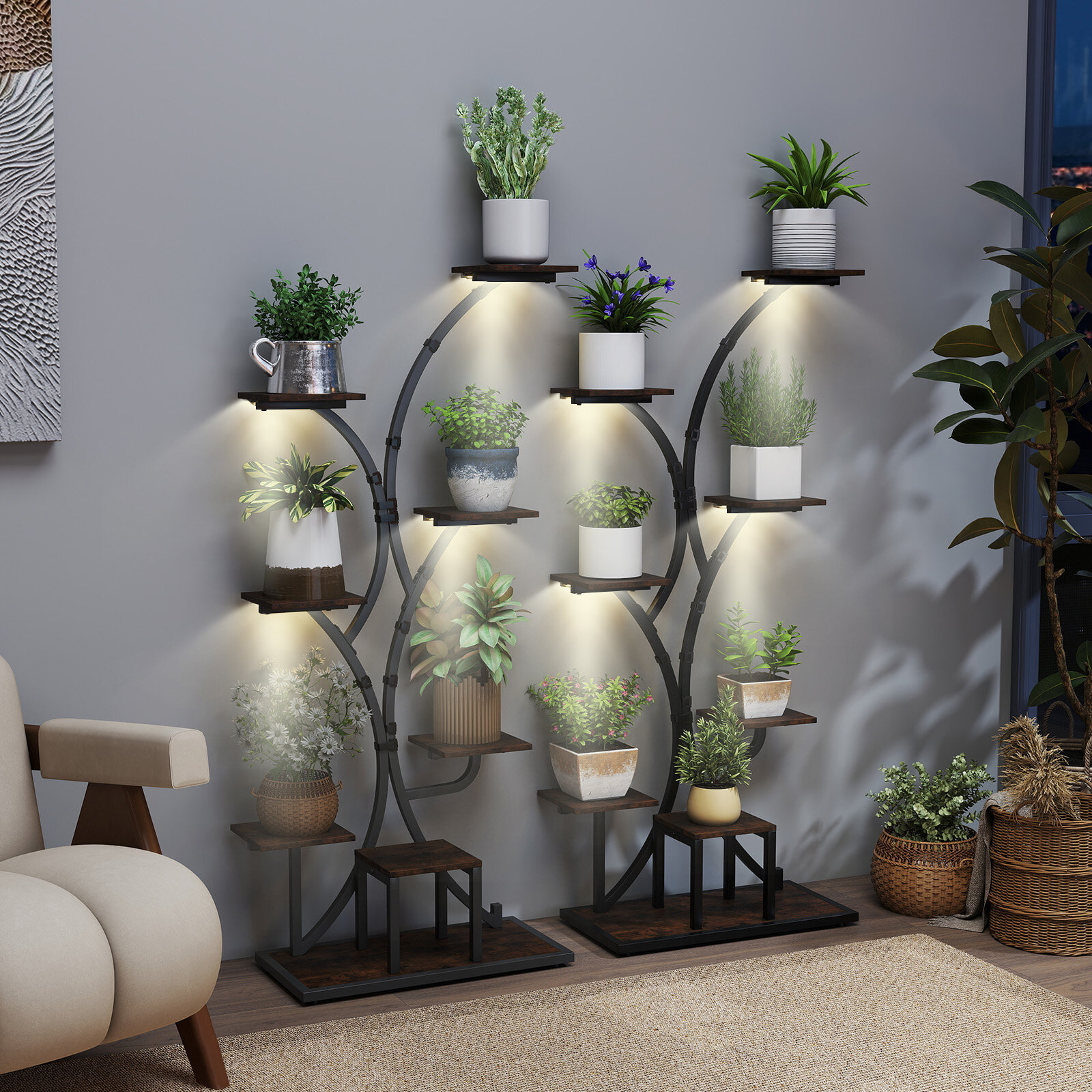 Taimeteline LED-valgustusega 8-korruseline