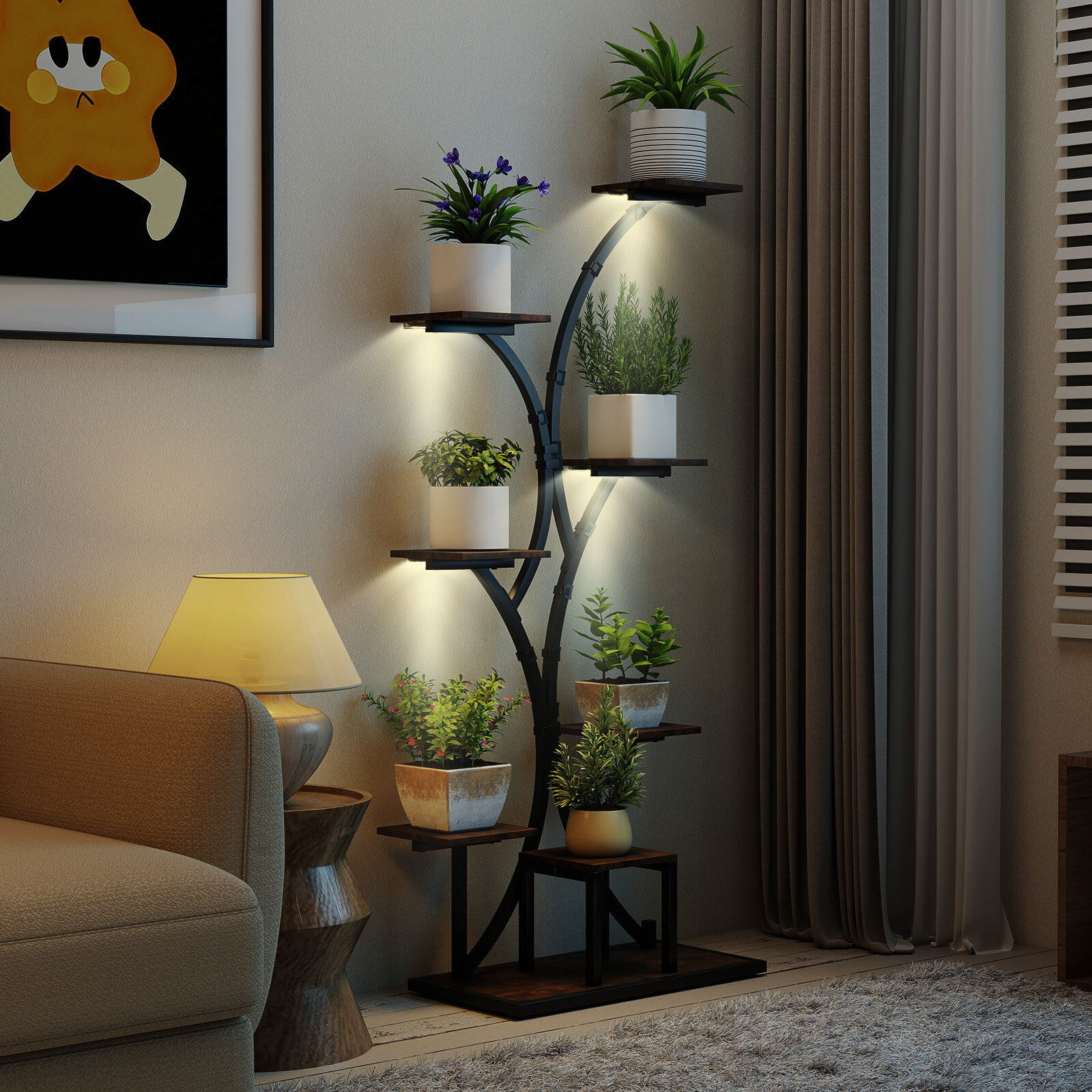 Taimeteline LED-valgustusega 8-korruseline