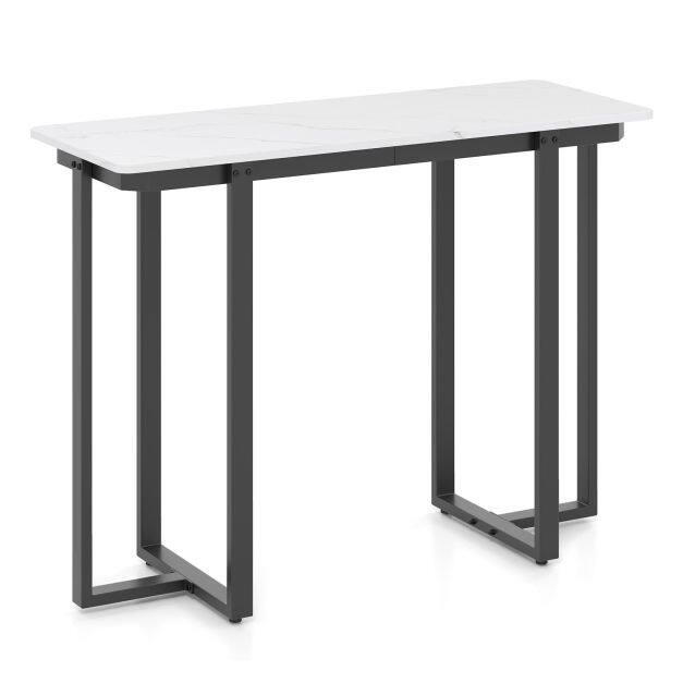 Moodne kunstmarmorist konsoollaud geomeetrilise metallraamiga must