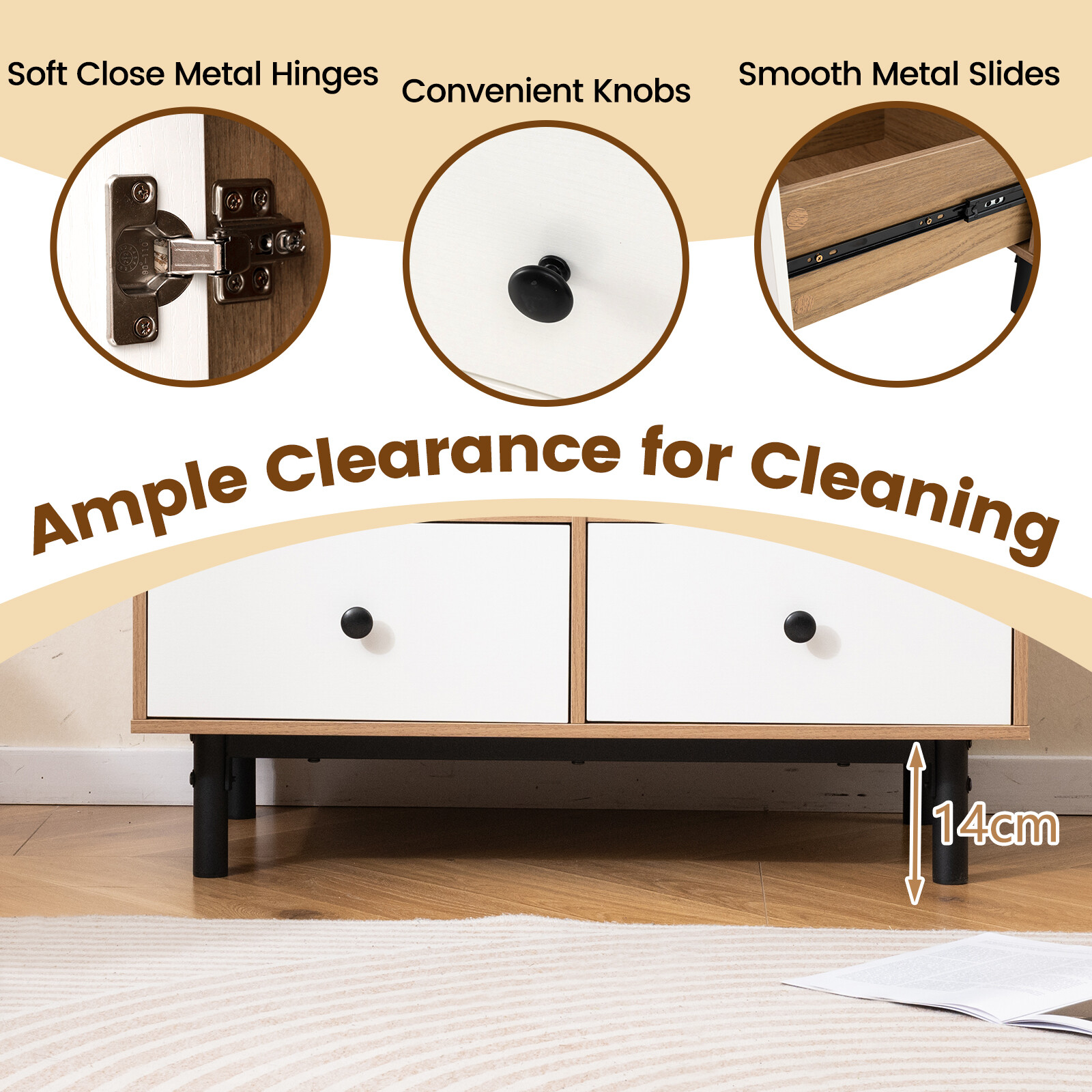 Naturaalne buffeepink kappidega