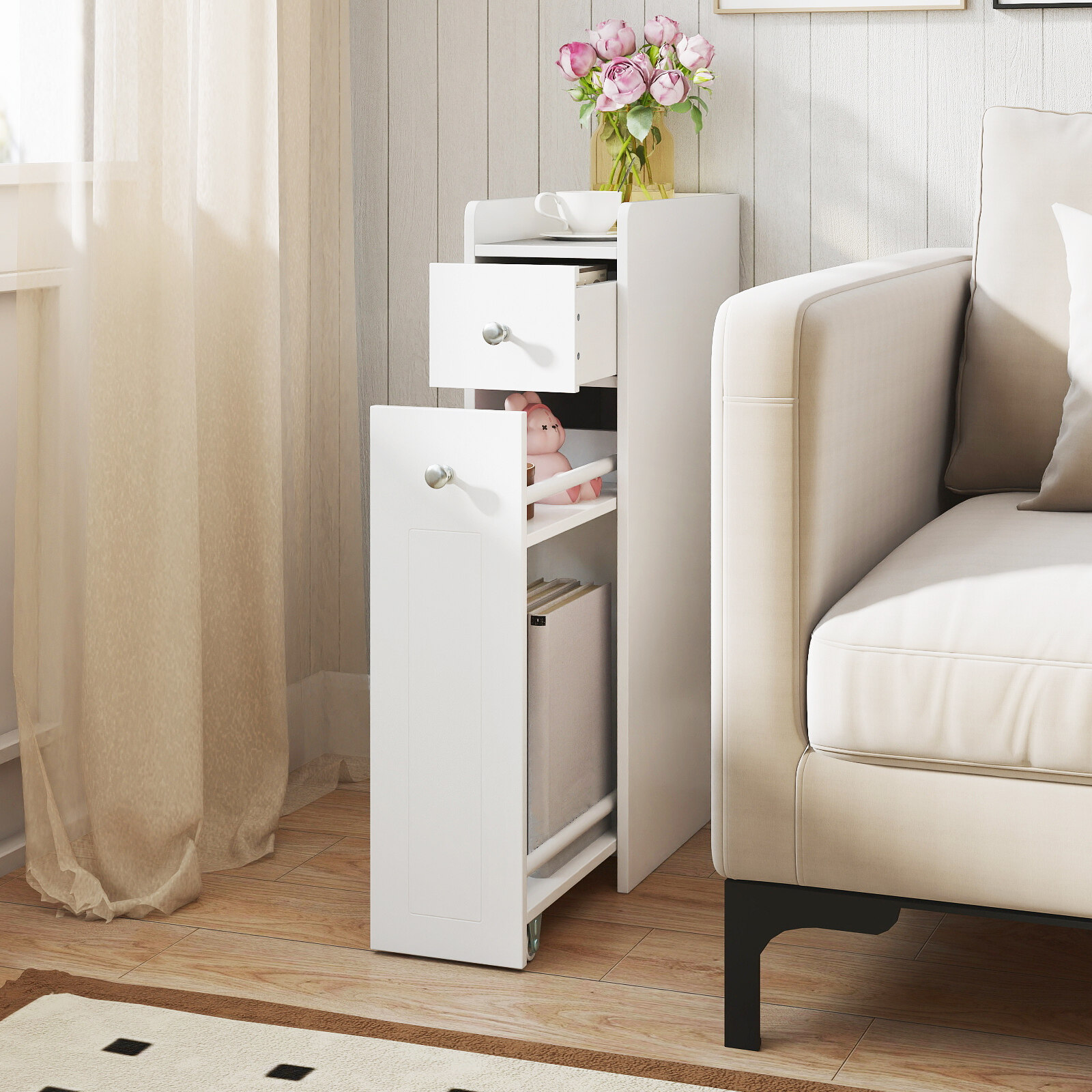 Vannitoakapp, 4-astmeline, kitsas, valge
