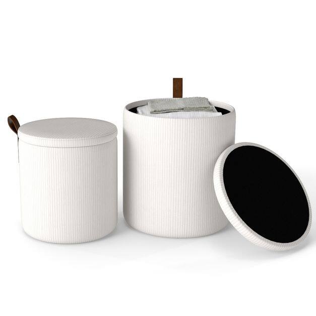 Ringikujuline hoiustamisega ottoman 2 tk, eemaldatavate kaantega, beež
