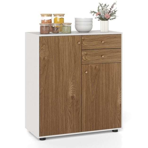Köögikapp valge loodusliku viimistlusega, 74 × 35 × 85,5 cm