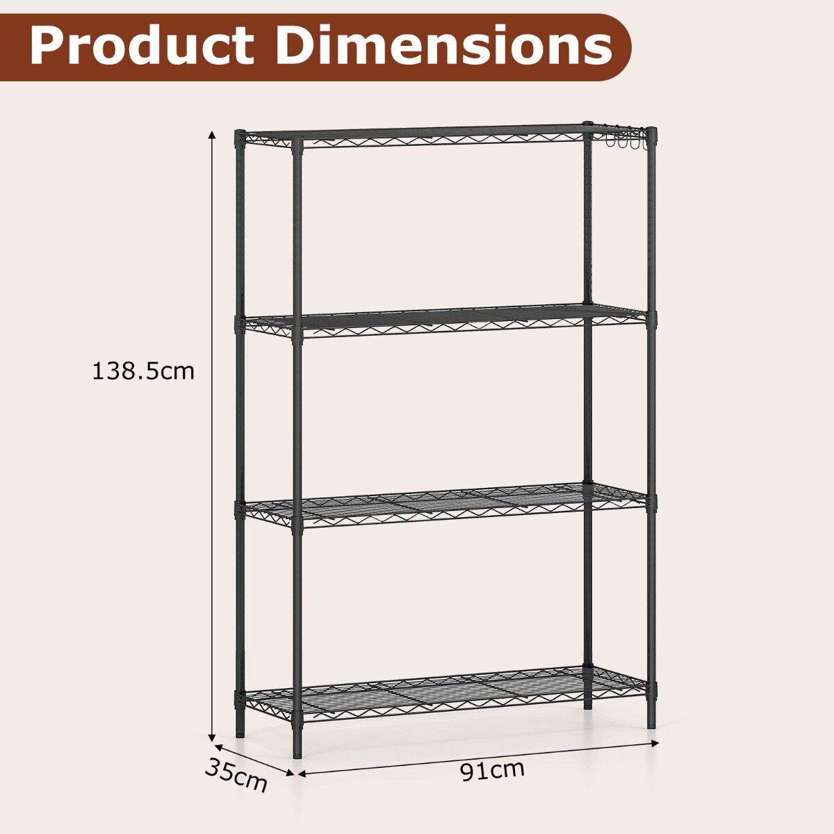 Metallist hoiuriiul 4-korruseline 91x35x138,5 cm