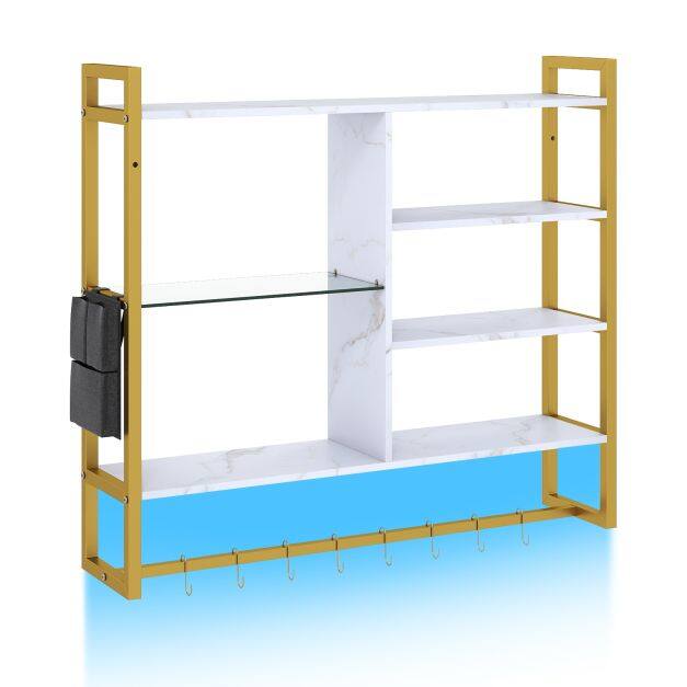 107cm LED Riiul 6-korruseline Valge