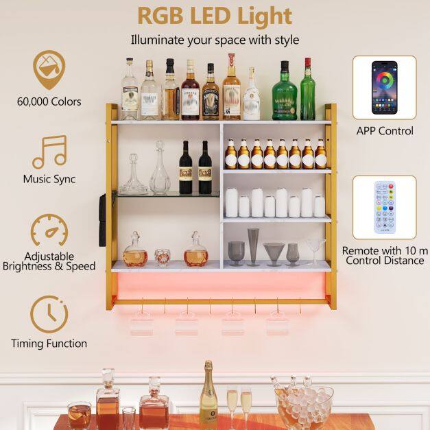 107cm LED Riiul 6-korruseline Valge