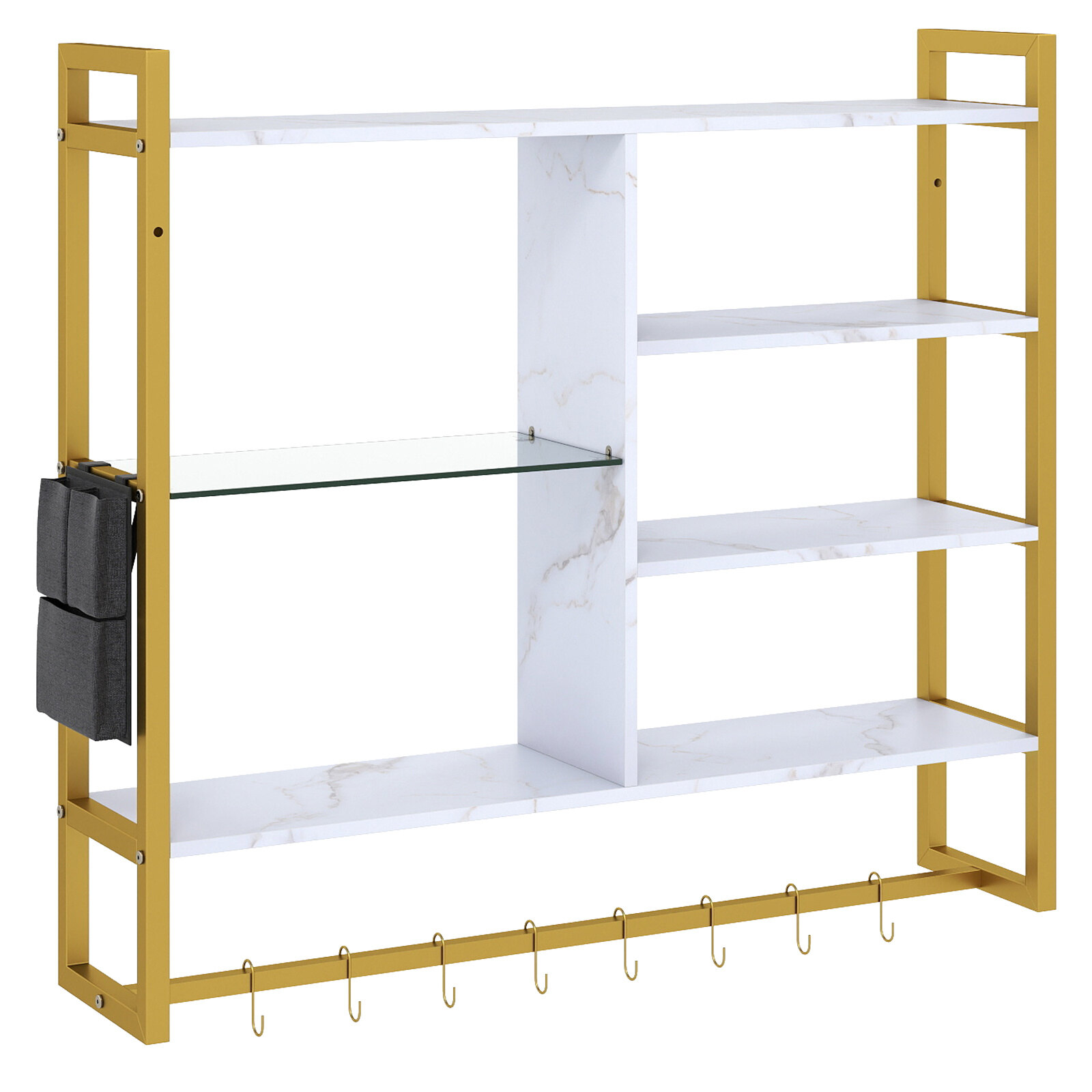 6-korruseline seinariiul LED-valgustusega 107cm