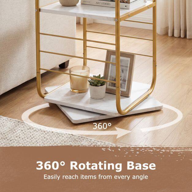 4-korruseline pöörlev raamaturiiul 360° kuldne
