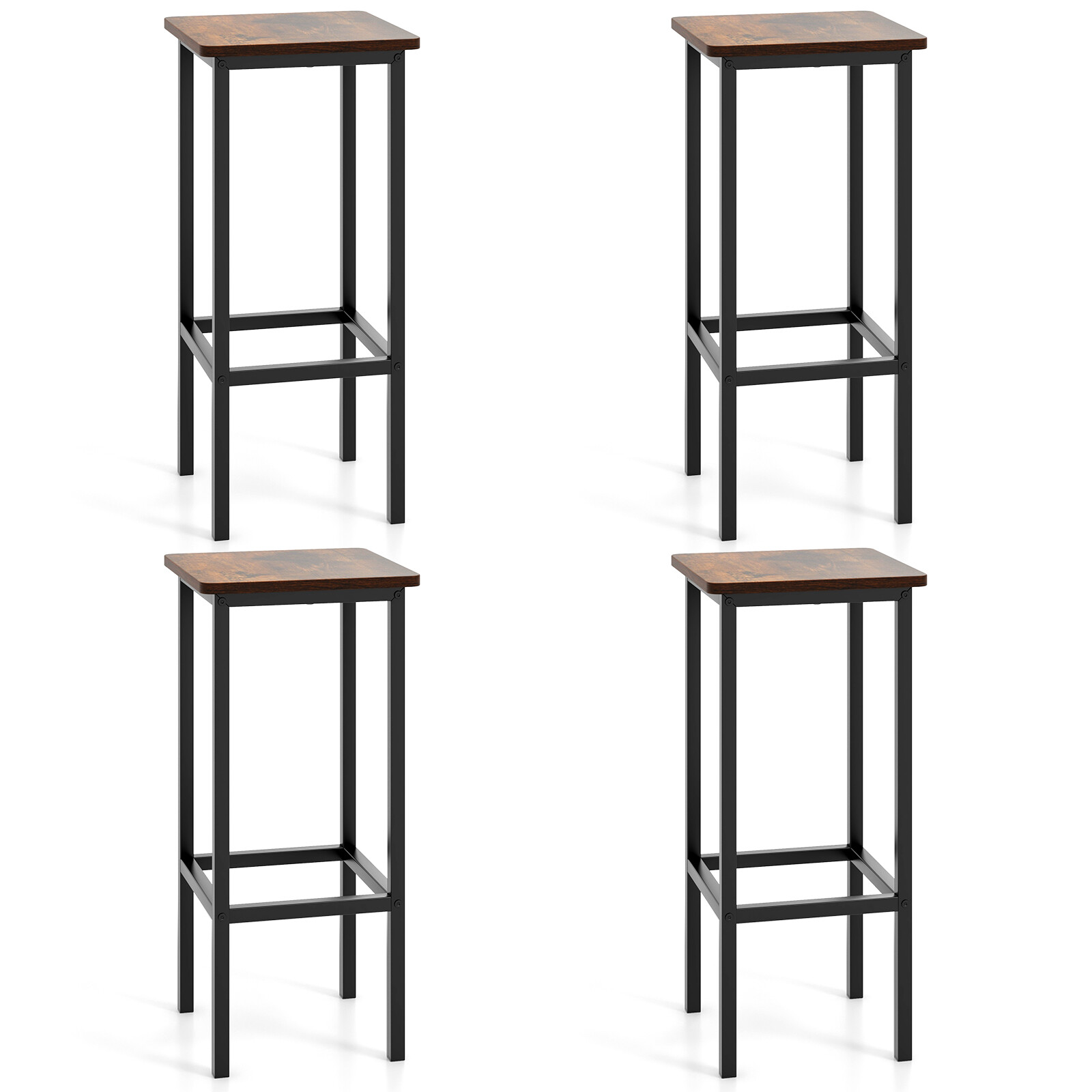 4-Osaline baaritoolide komplekt 66 cm metalljalgade ja jalatoega, hall