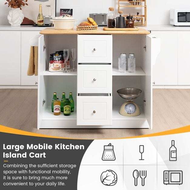 Suur mobiilne köögisaare kärukapp valge