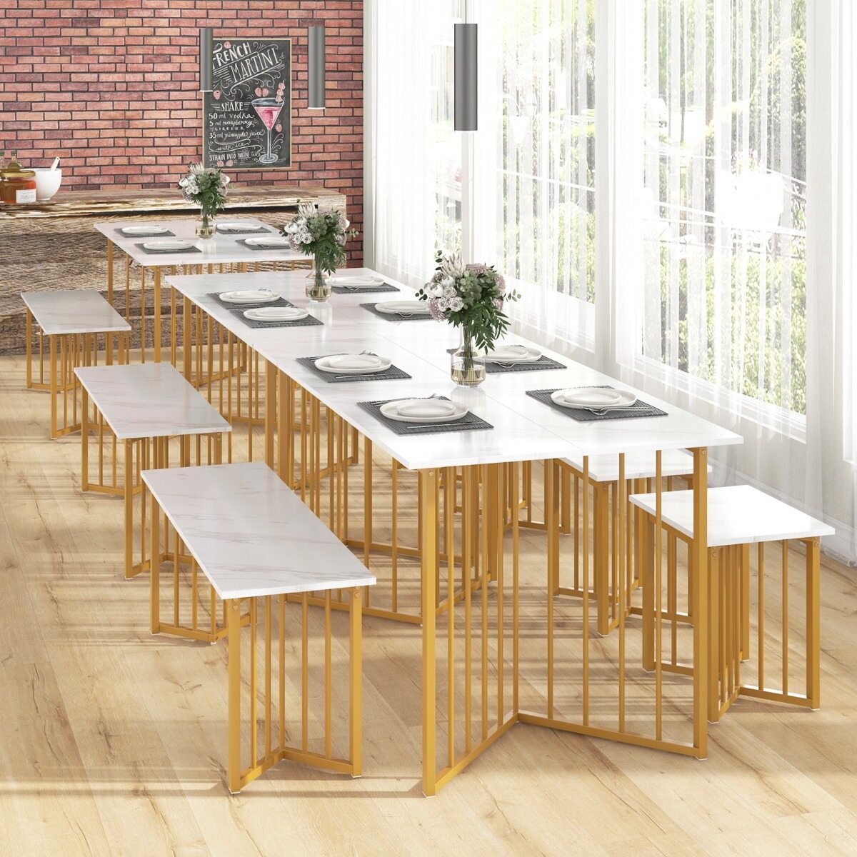 4-osaline söögitoakomplekt valge + kuldne