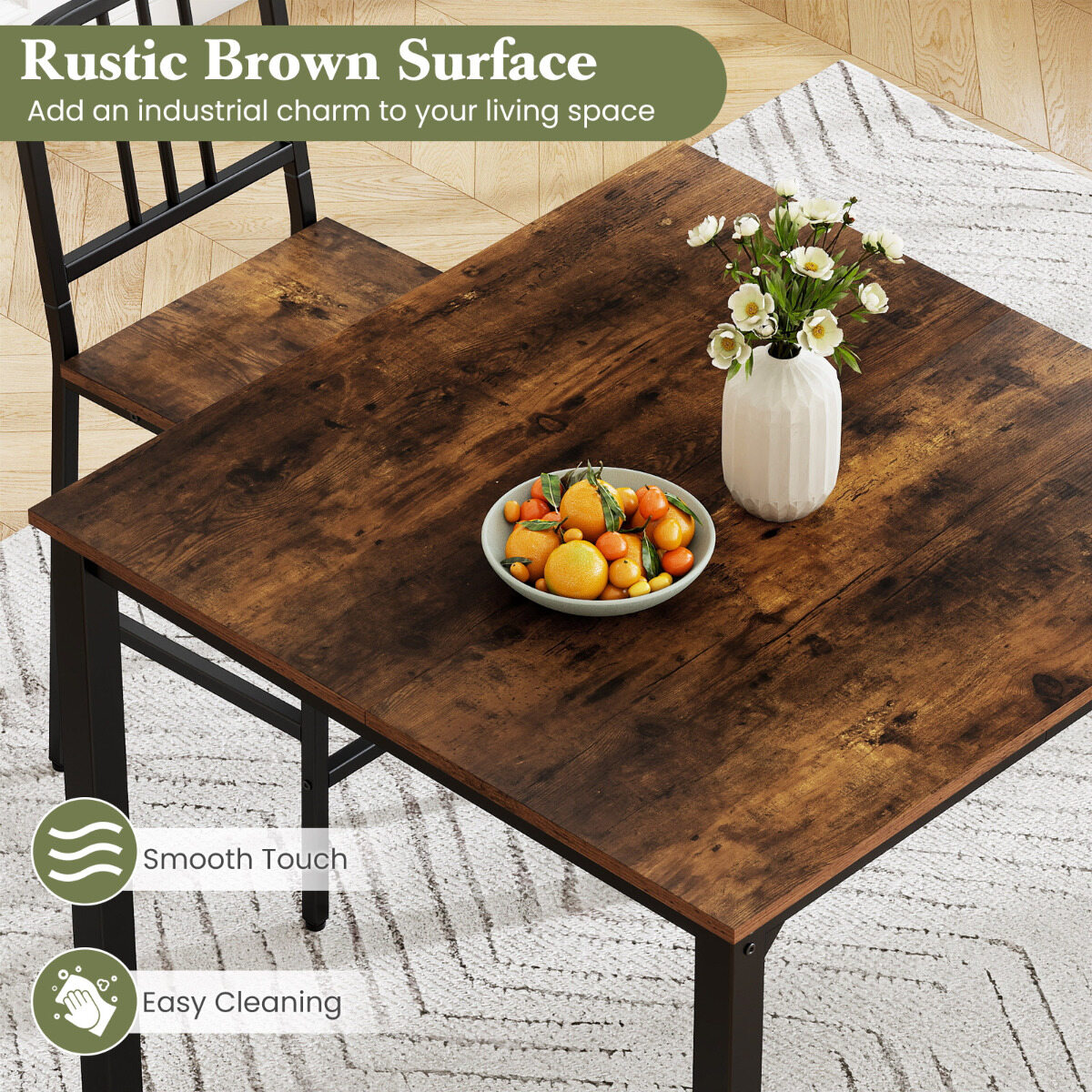 Kõrge köögilaua komplekt 5-osaline, 90 × 90 × 91,5 cm, rustikaalne pruun