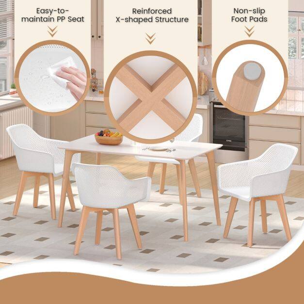 2-osaline valge plasttoolid puidust jalgadega