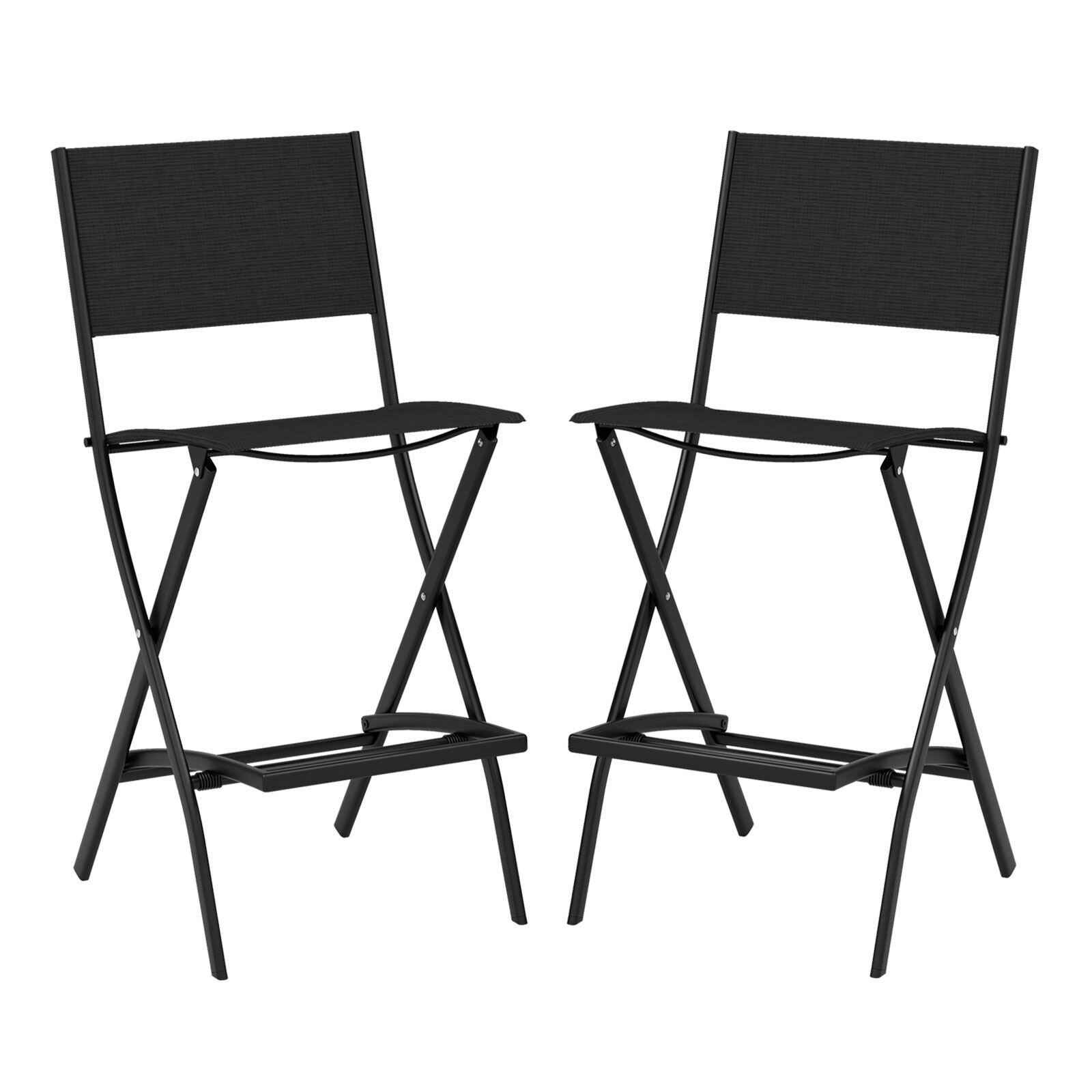 Kokkupandavad baaritoolid 2 tk, seljatoega, mustad