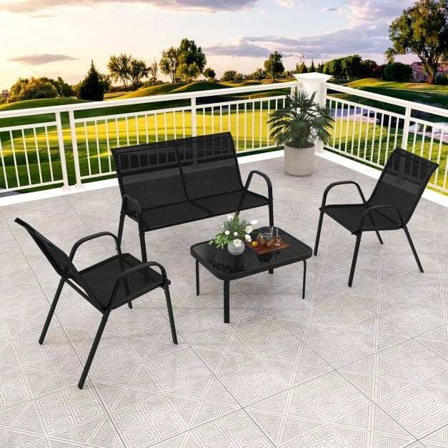 4-osaline terrassimööbli komplekt vestluseks kohvilaud 51x71x35 cm hall