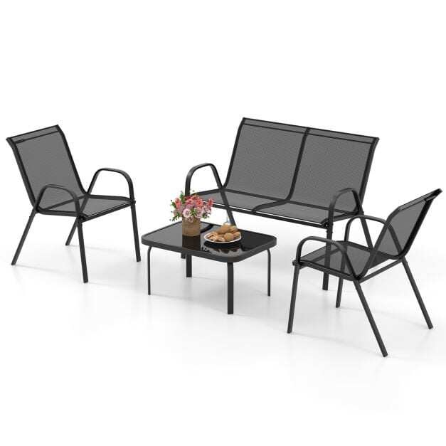 4-osaline terrassimööbli komplekt vestluseks kohvilaud 51x71x35 cm hall