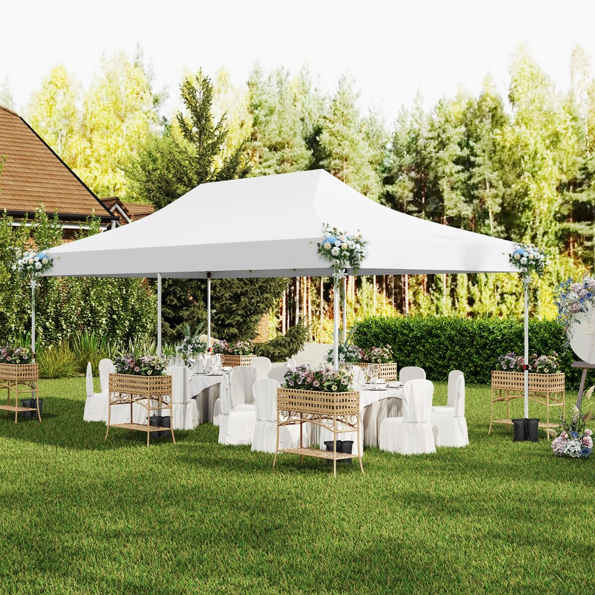 Pop Up telk 3x6m, 6 külgseina, valge