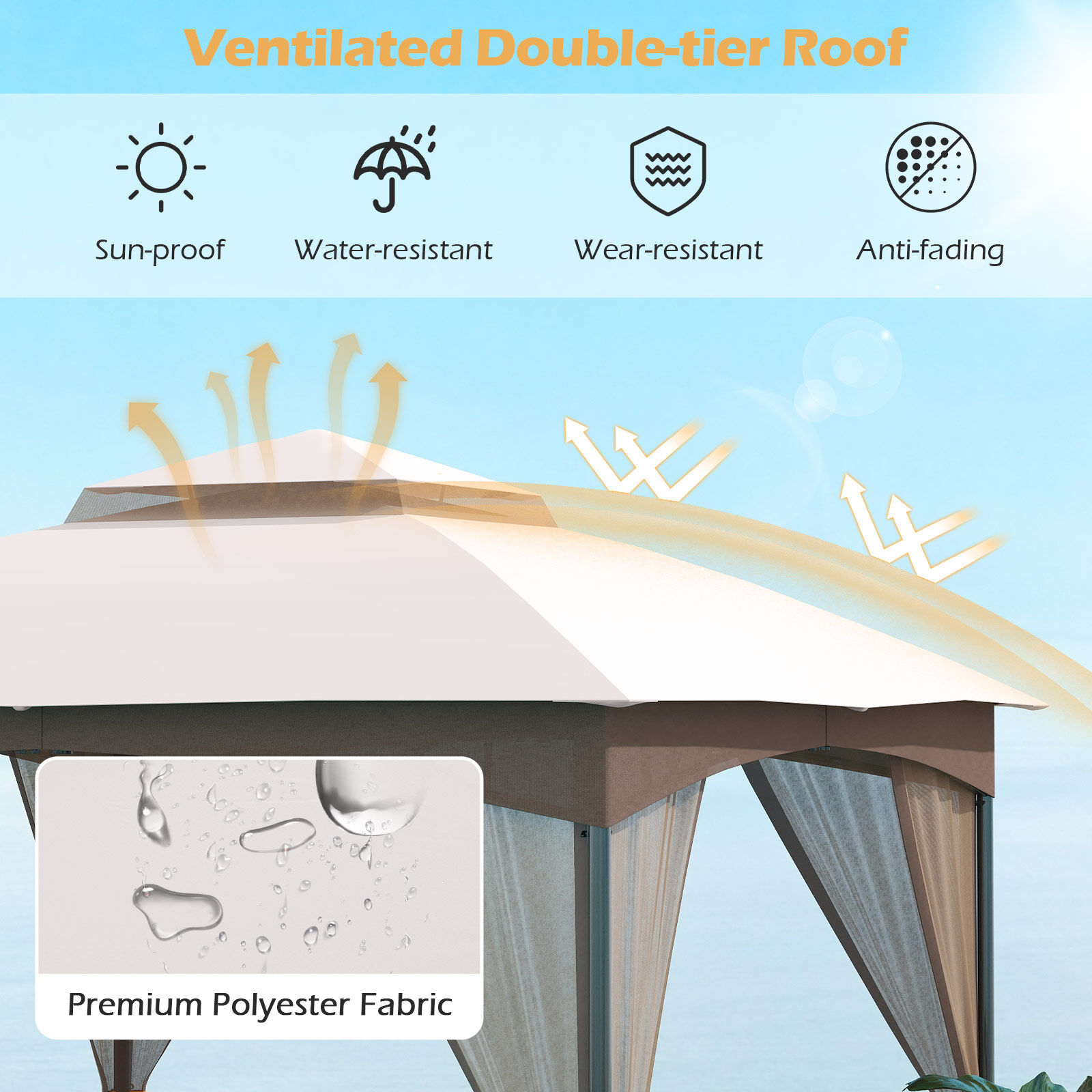 3 x 3 m terrassipaviljon võrguga liiv